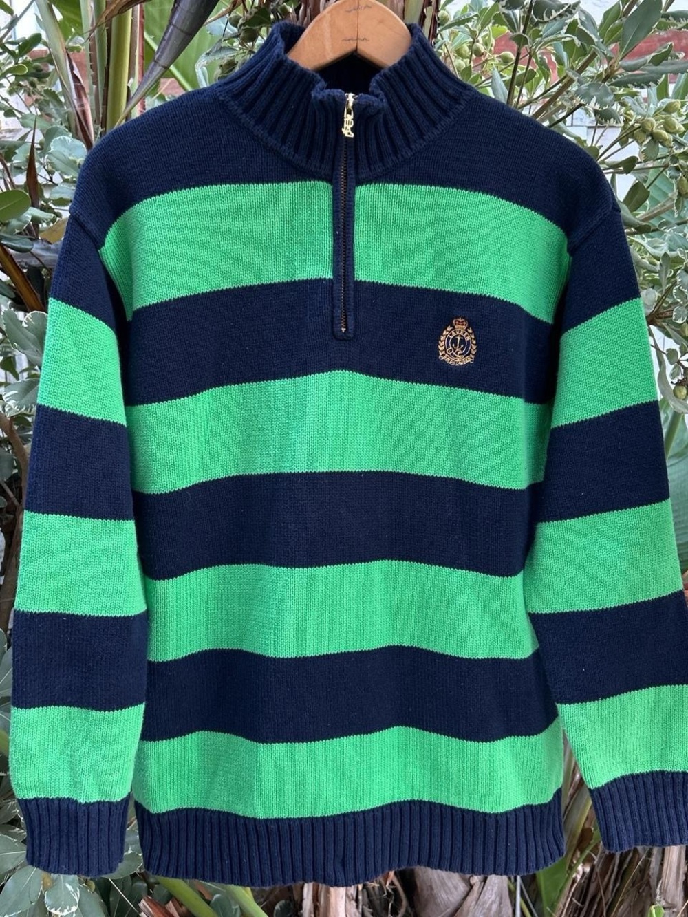 Vintage Lauren Ralph Lauren Striped 1/4 Zip Sweater M